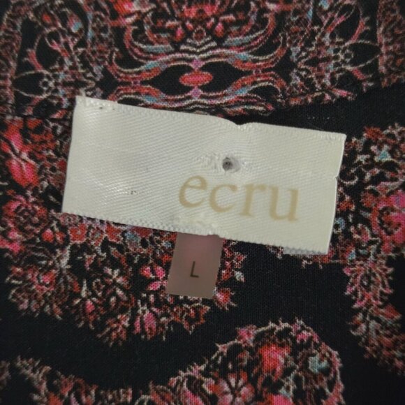 Ecru Patchwork Paisley Blouse Burgundy Cream Blue Patchwork Paisley Size L - Picture 7 of 9